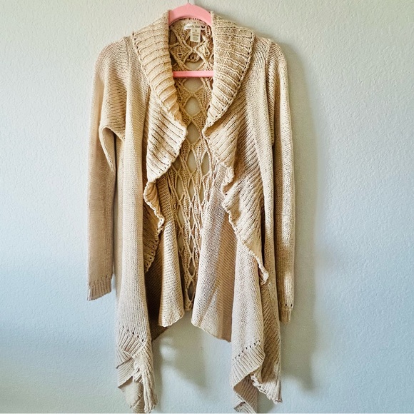Double Zero Cut Out Cream Knit Cardigan - Picture 3 of 7